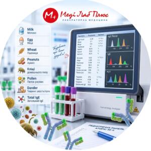 Medical infographic: Pediatric Atopic 30-II panel — allergen diagnostics in children