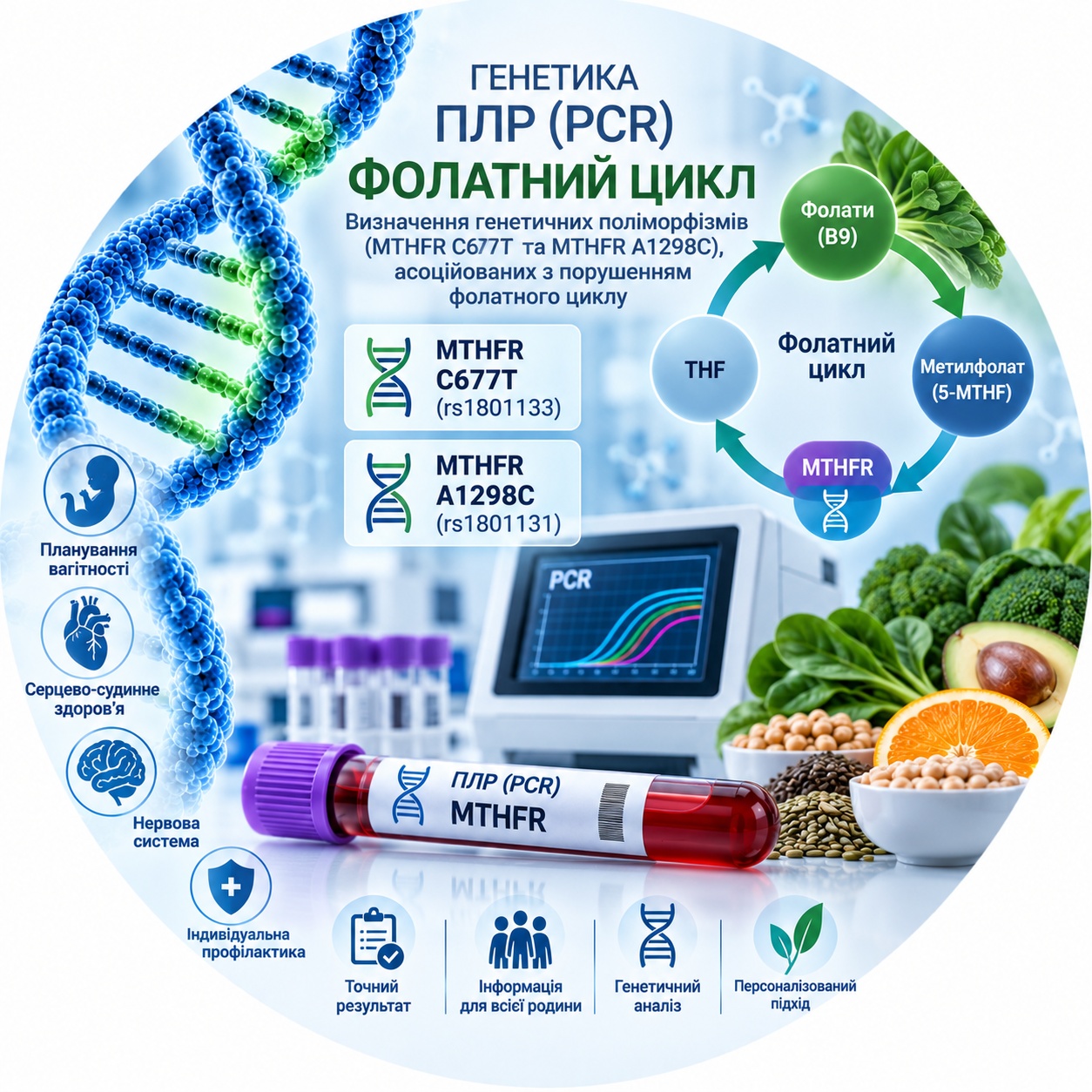 Folate cycle - genetic analysis of MTHFR C677T and A1298C PCR analysis for genetic polymorphisms MTHFR C677T and MTHFR A1298C — Medi Lab Plus