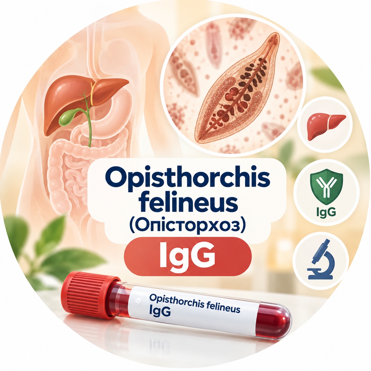 Опісторхоз — серологічне визначення IgG Opisthorchis felineus - антитела IgG