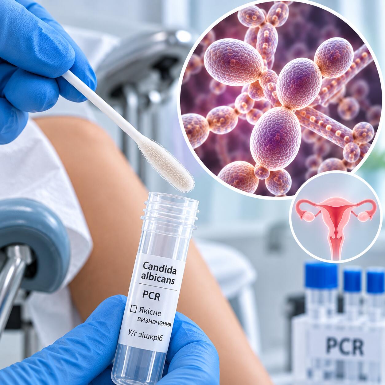 Якісне визначення Candida albicans методом PCR у зішкрібі Candida albicans (кандидоз) — PCR-якісне визначення у зішкрібі