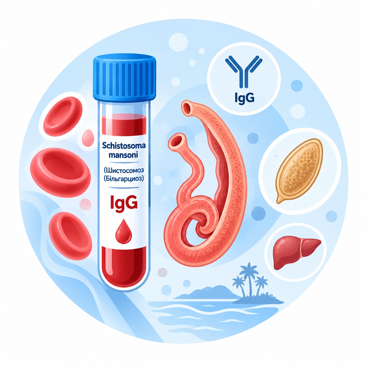 Шистосомоз (Більгарциоз) — серологічне визначення IgG Schistosoma mansoni - антитела IgG