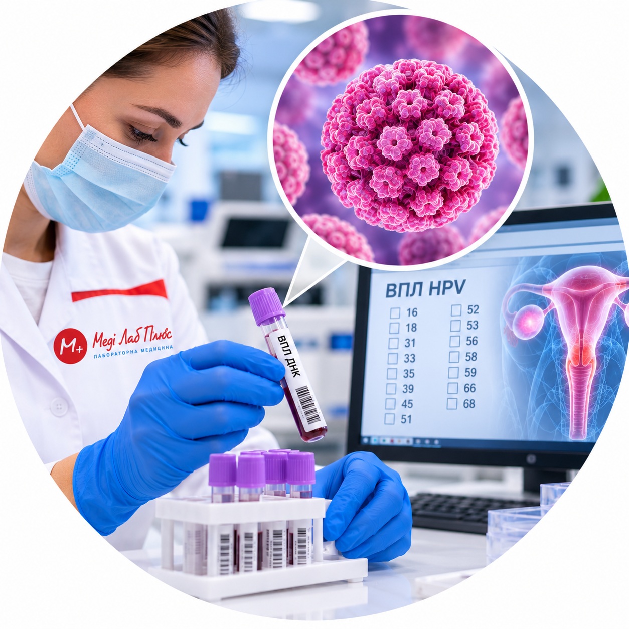 PCR test for HPV DNA 16, 18 and other types of human papillomavirus Qualitative DNA detection of human papillomavirus (HPV) 15 high-risk types — Medi Lab Plus