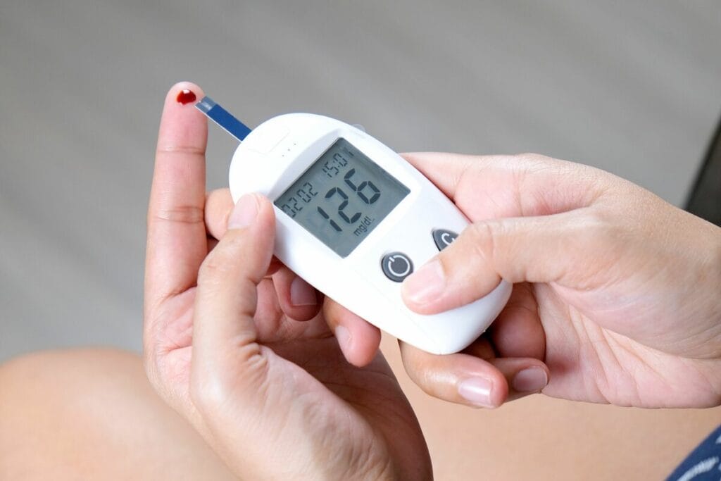 blood glucose test in a medical laboratory