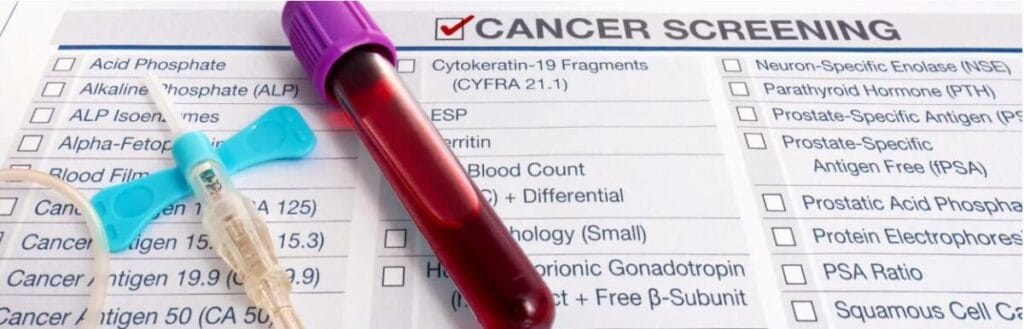 the doctor explains the results of cancer marker tests