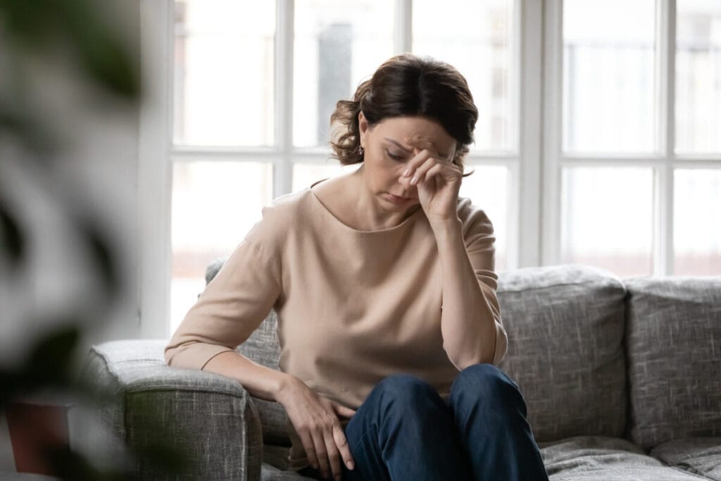 Woman during a consultation regarding depression due to hormonal imbalance