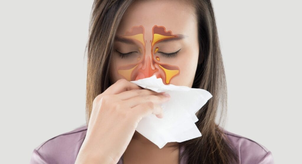 Sneezing during pollen allergy
