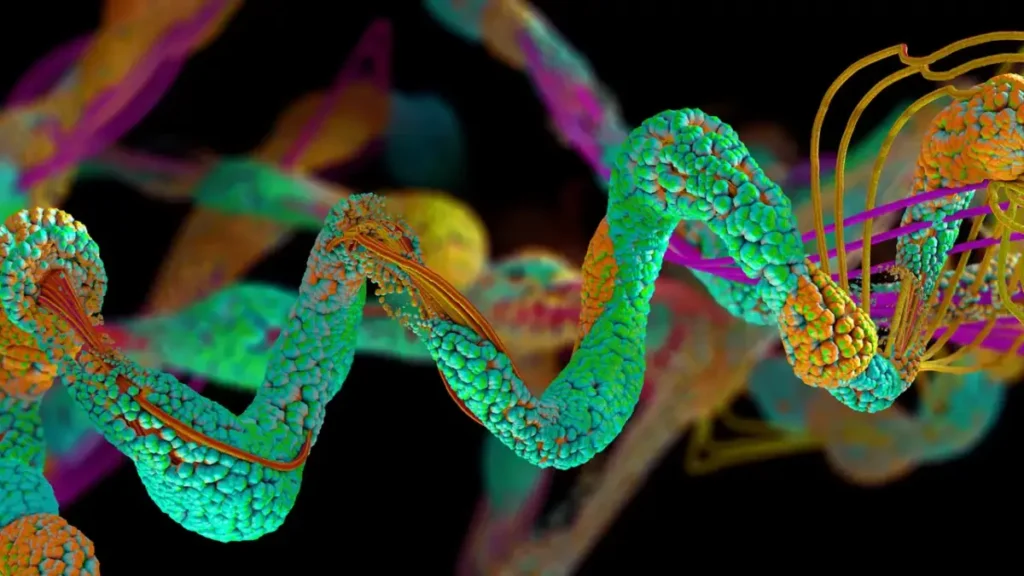 Лаборант работает с масс-спектрометром для анализа белков.