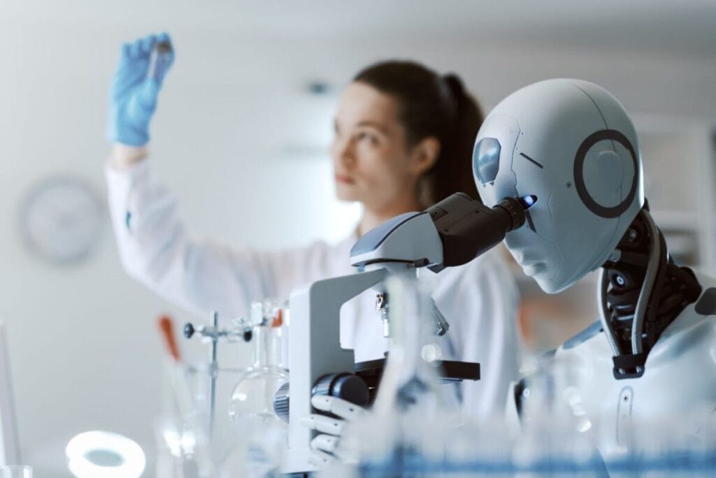 medical laboratory with automated equipment and AI