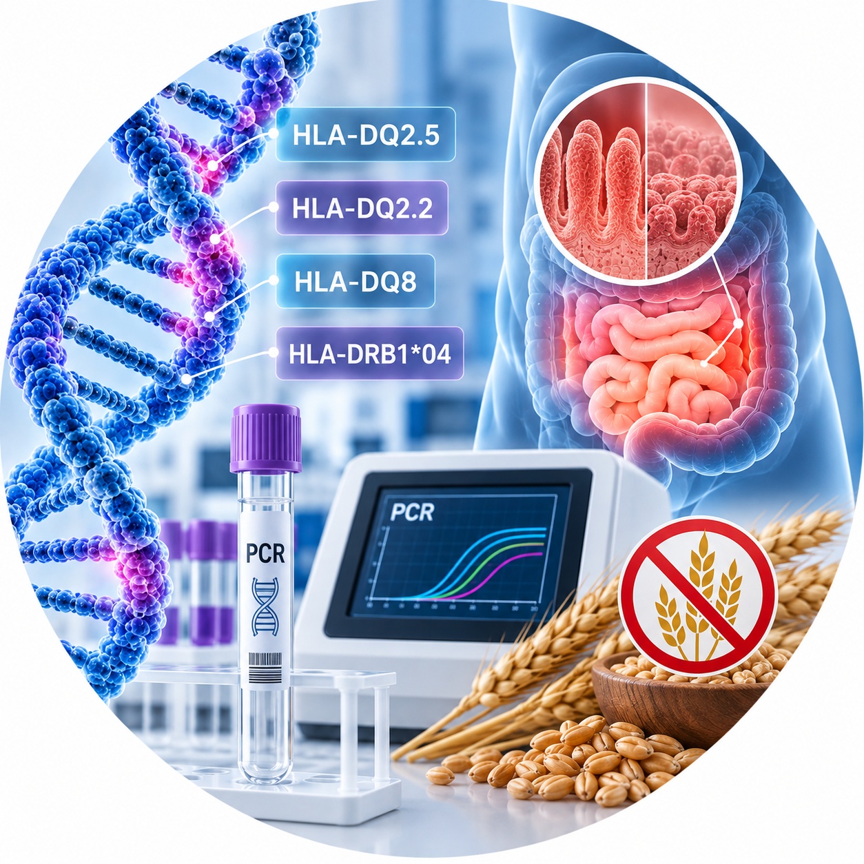 Extended genetic marker for celiac disease — HLA-DQ2.5, HLA-DQ2.2, HLA-DQ8, HLA-DRB1*04 Extended genetic marker for celiac disease HLA-DQ2.5, HLA-DQ2.2, HLA-DQ8, HLA-DRB1*04 — Medi Lab Plus