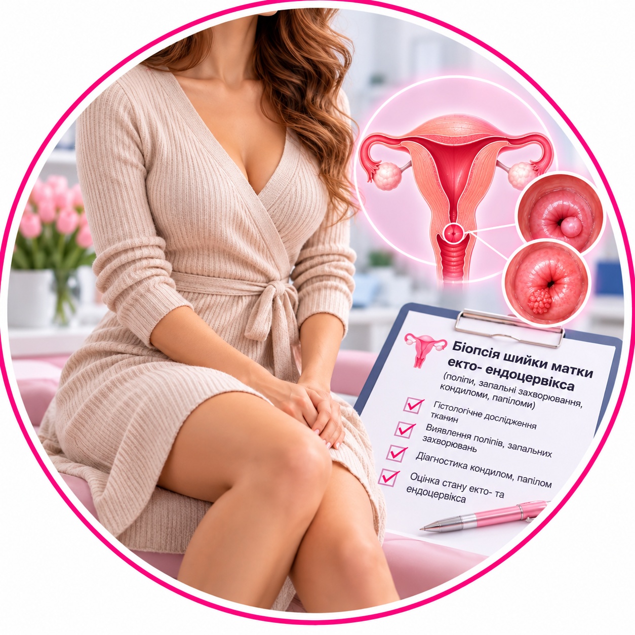 Cervical biopsy (ecto- and endocervix) — Medi Lab Plus Cervical biopsy of the ecto- and endocervix for the study of polyps, inflammatory changes, warts and papillomas — Medi Lab Plus