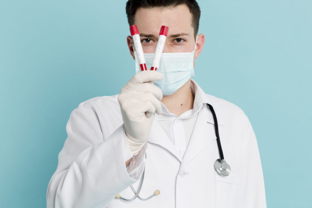 Doctor explaining intestinal bacteria test results to patient