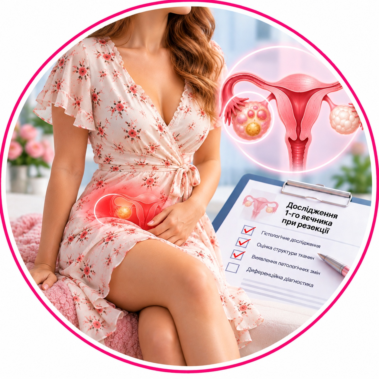 Examination of the 1st ovary during resection Examination of the 1st ovary during resection - histological examination and tissue evaluation