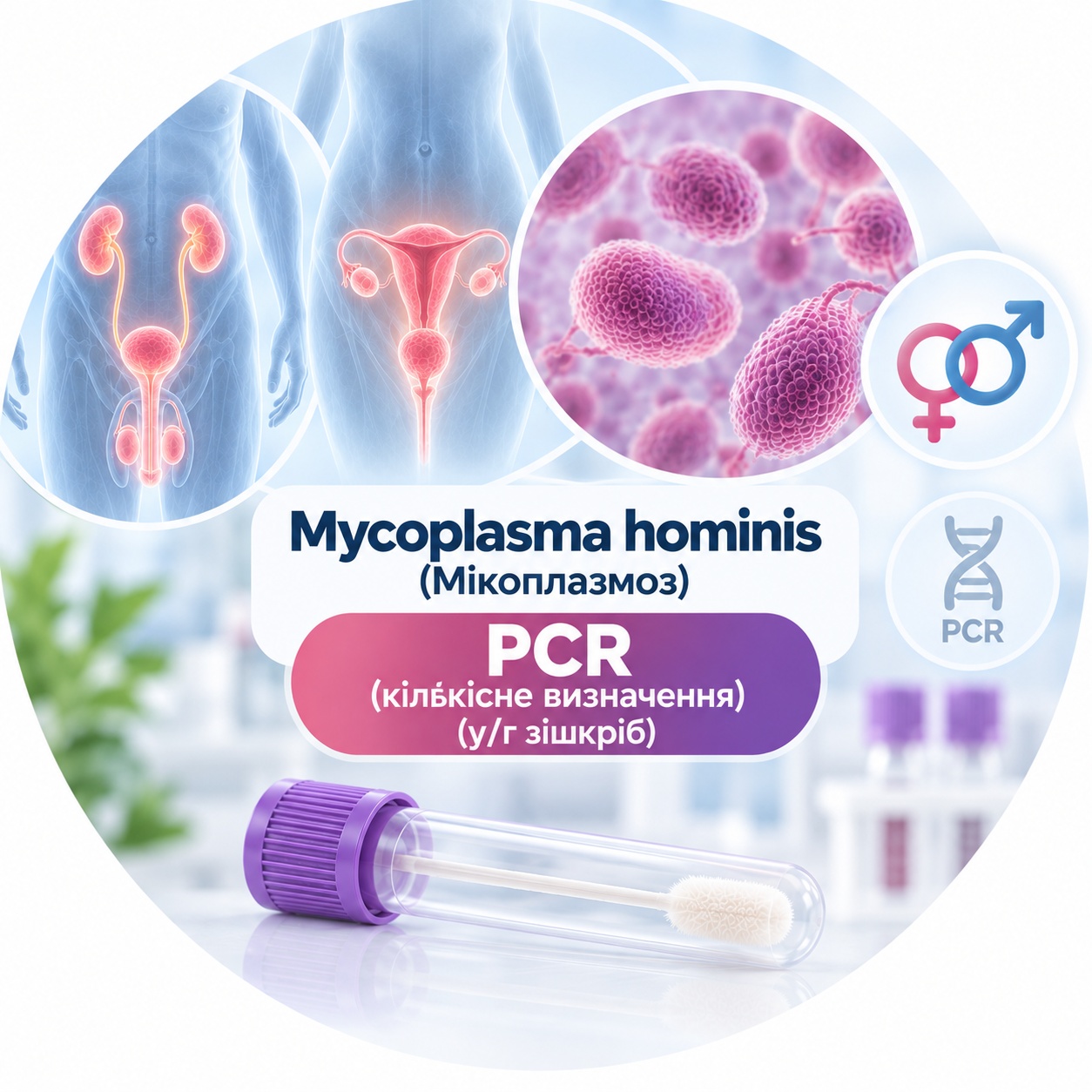Мікоплазмоз — кількісне PCR-визначення Mycoplasma hominis Mycoplasma hominis — кількісна ПЛР у/г зішкріб