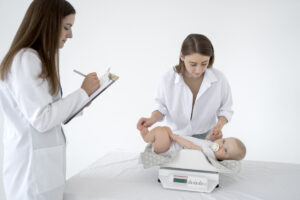 first tests of a newborn in the maternity hospital